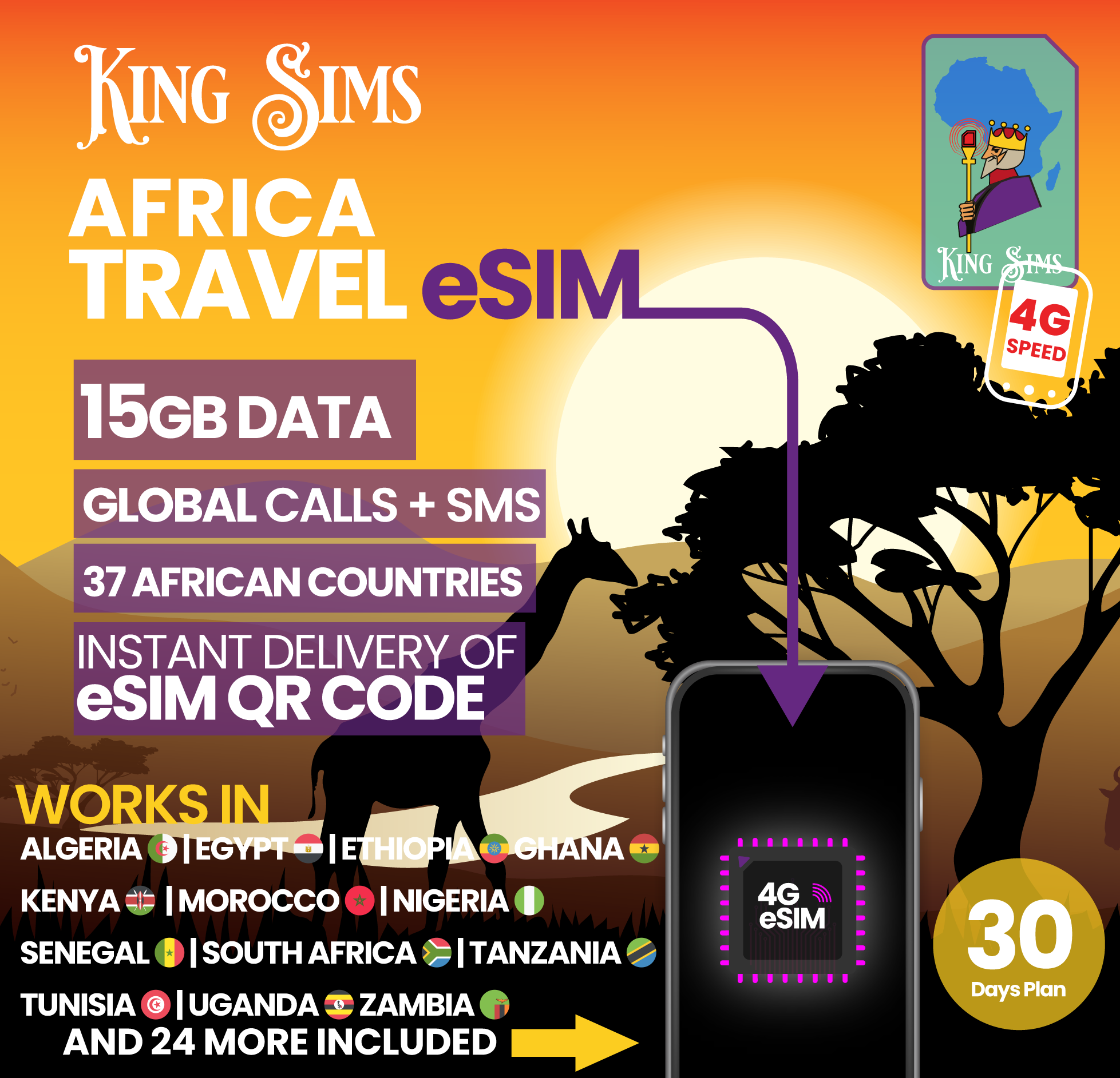 Africa eSIM | 15GB to 20GB Data