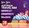 Australia 4G Travel Sim Card - 70GB Of Data - Unlimited Calls & Texts - 28 Days