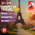 Europe Travel SIM - 100GB Data - 2 Hours Global Calls - 30 Days - Orange