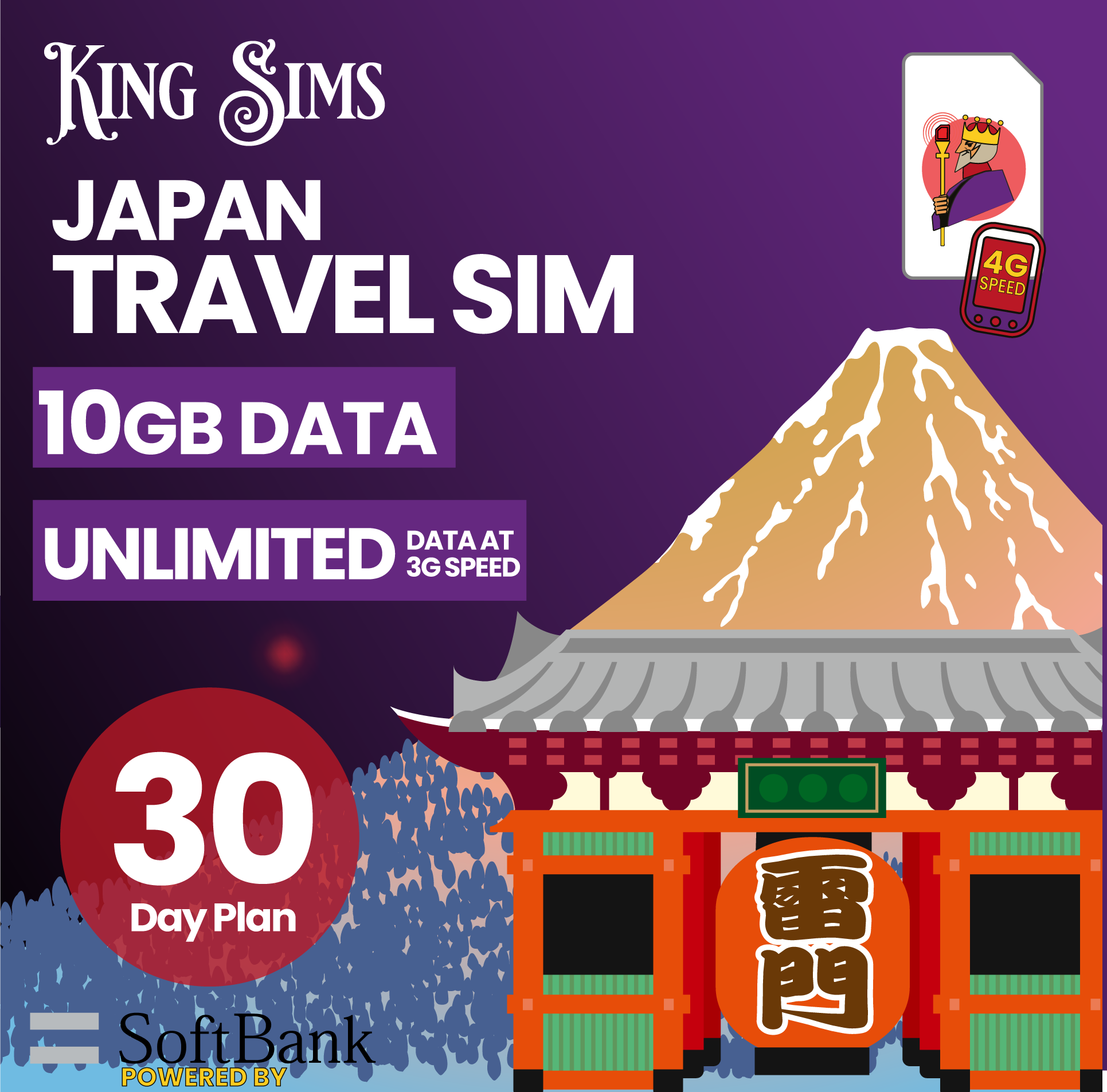Japan 5G Travel SIM Card | 10GB to 50GB Data Only - SoftBank Network