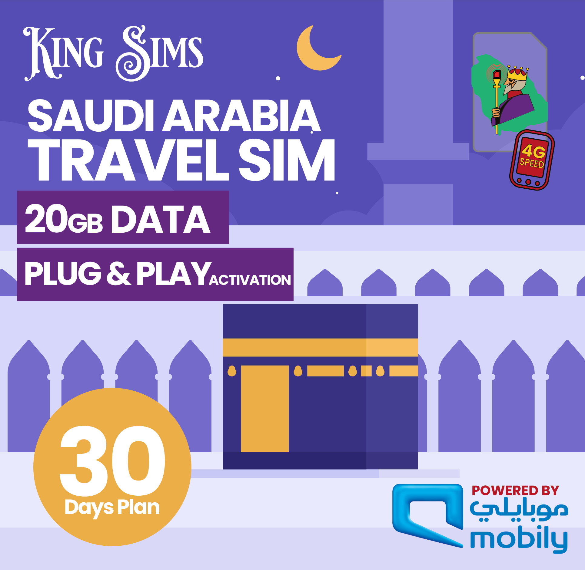 Saudi Arabia Travel SIM Card | 10GB to 30GB Data