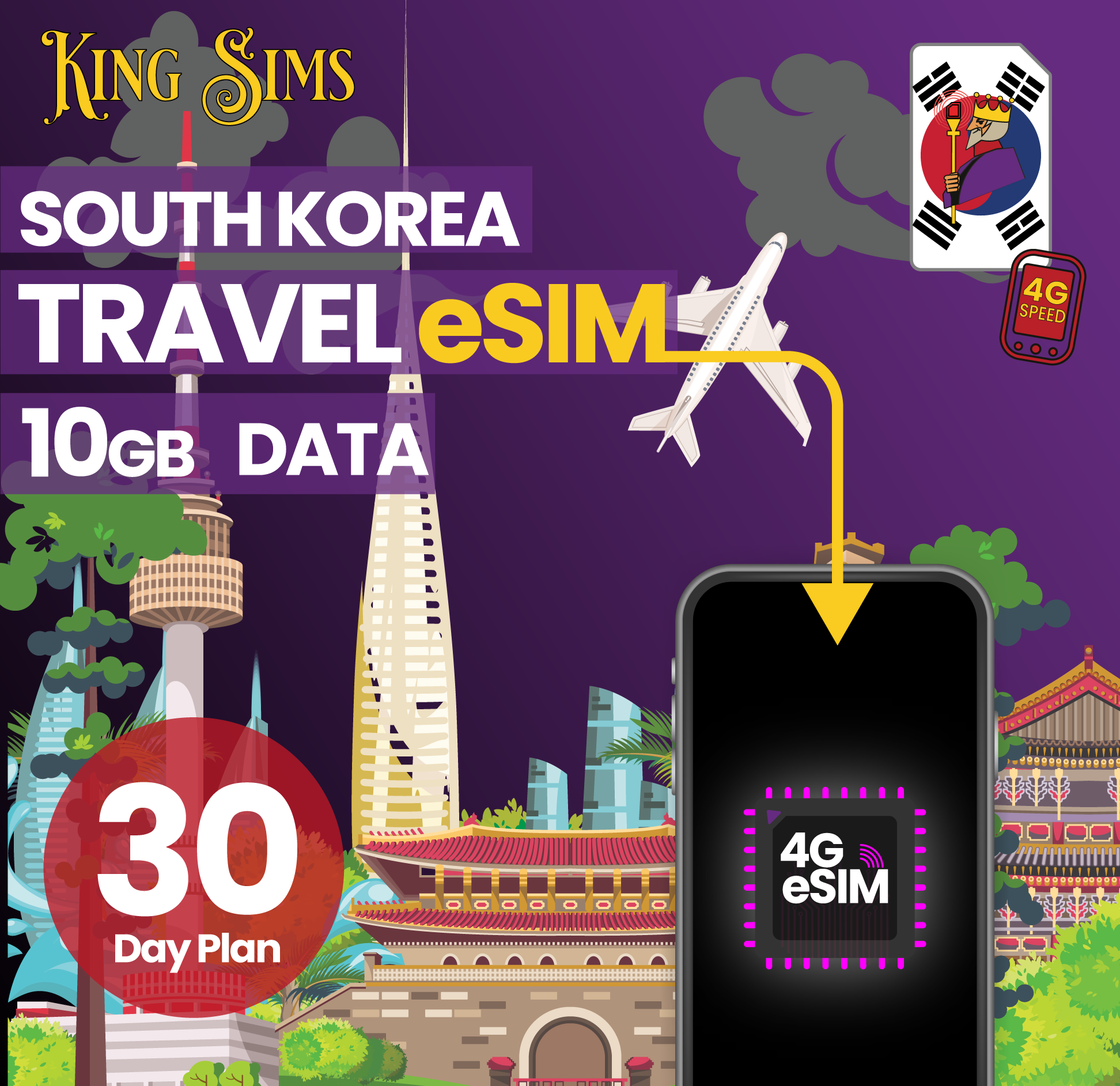 South Korea eSIM | 10GB to 50GB Data
