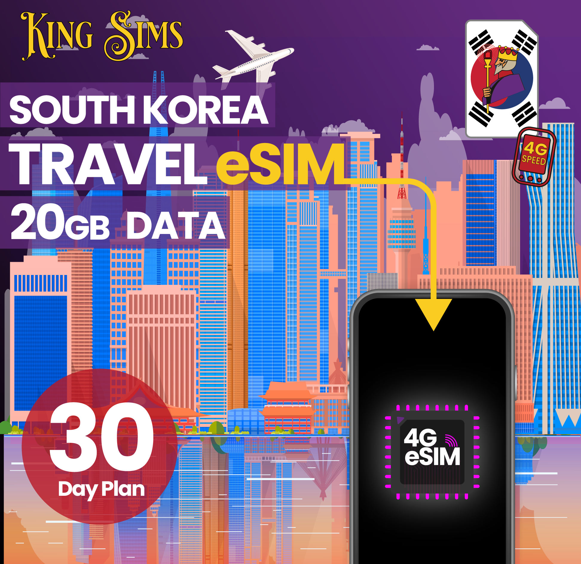 South Korea eSIM | 10GB to 50GB Data