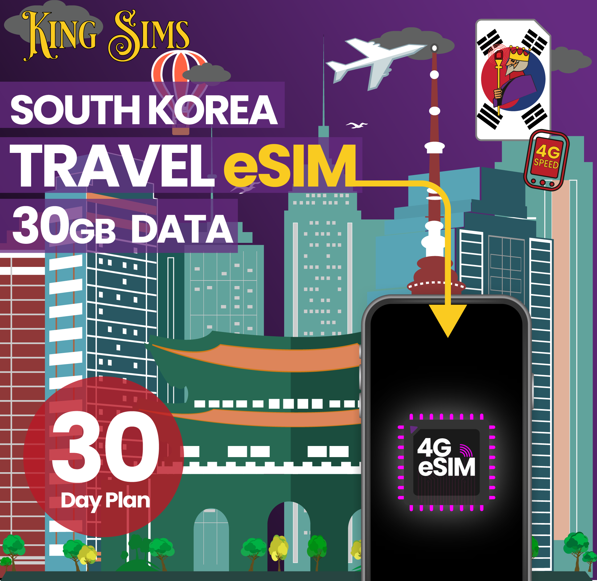 South Korea eSIM | 10GB to 50GB Data