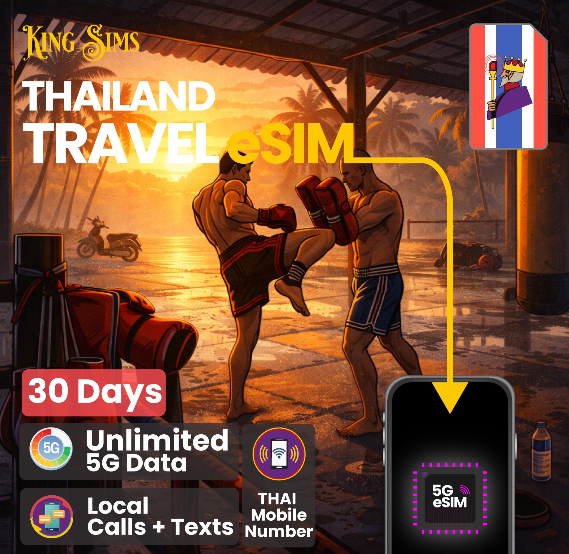 Thailand-eSIM-30-days-unlimited-data-product-cover-King-Sims