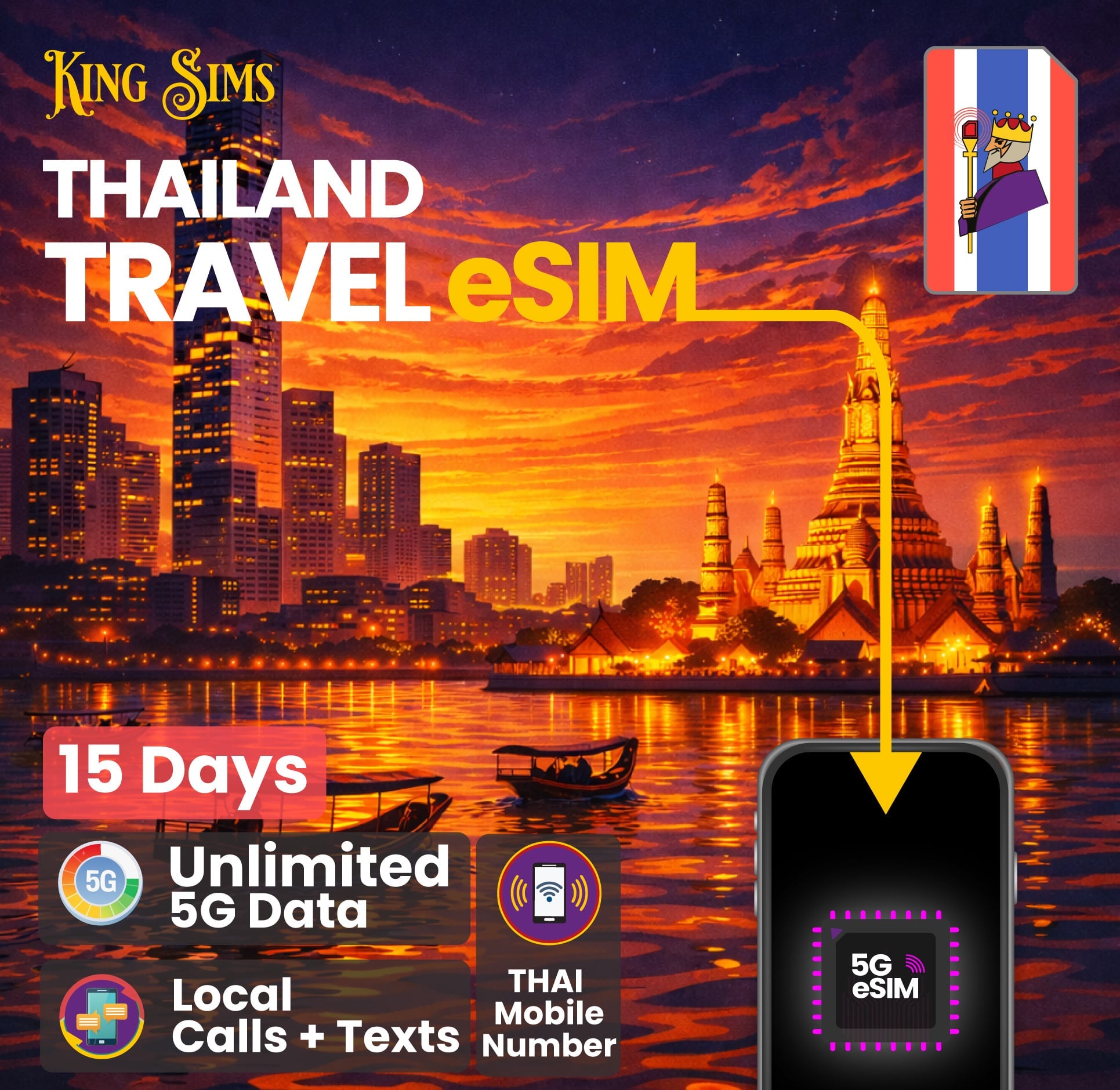 Thailand-esim-15-days-unlimited-data-product-cover-King-Sims