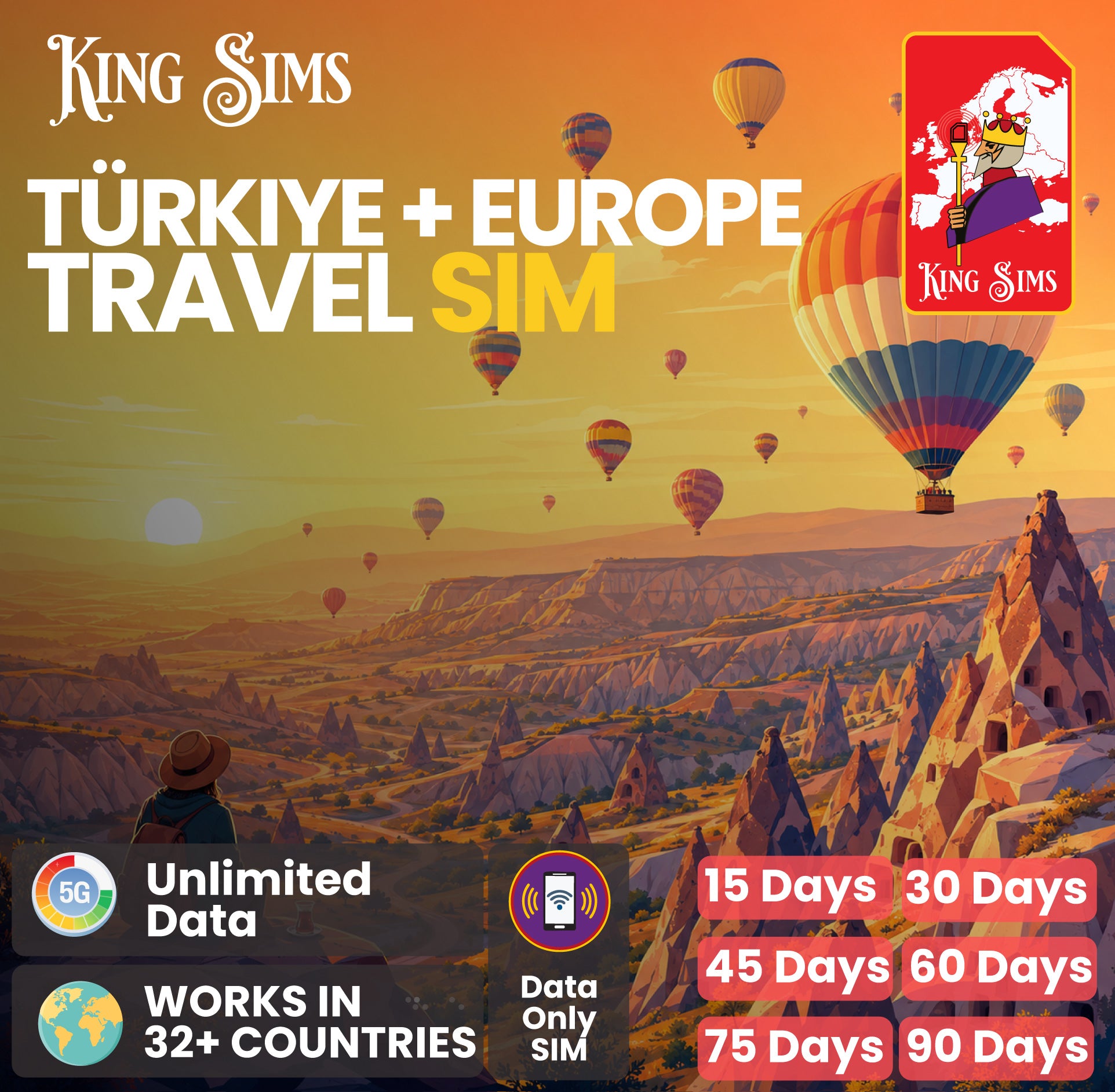 Turkey + Europe Travel SIM | Unlimited Data