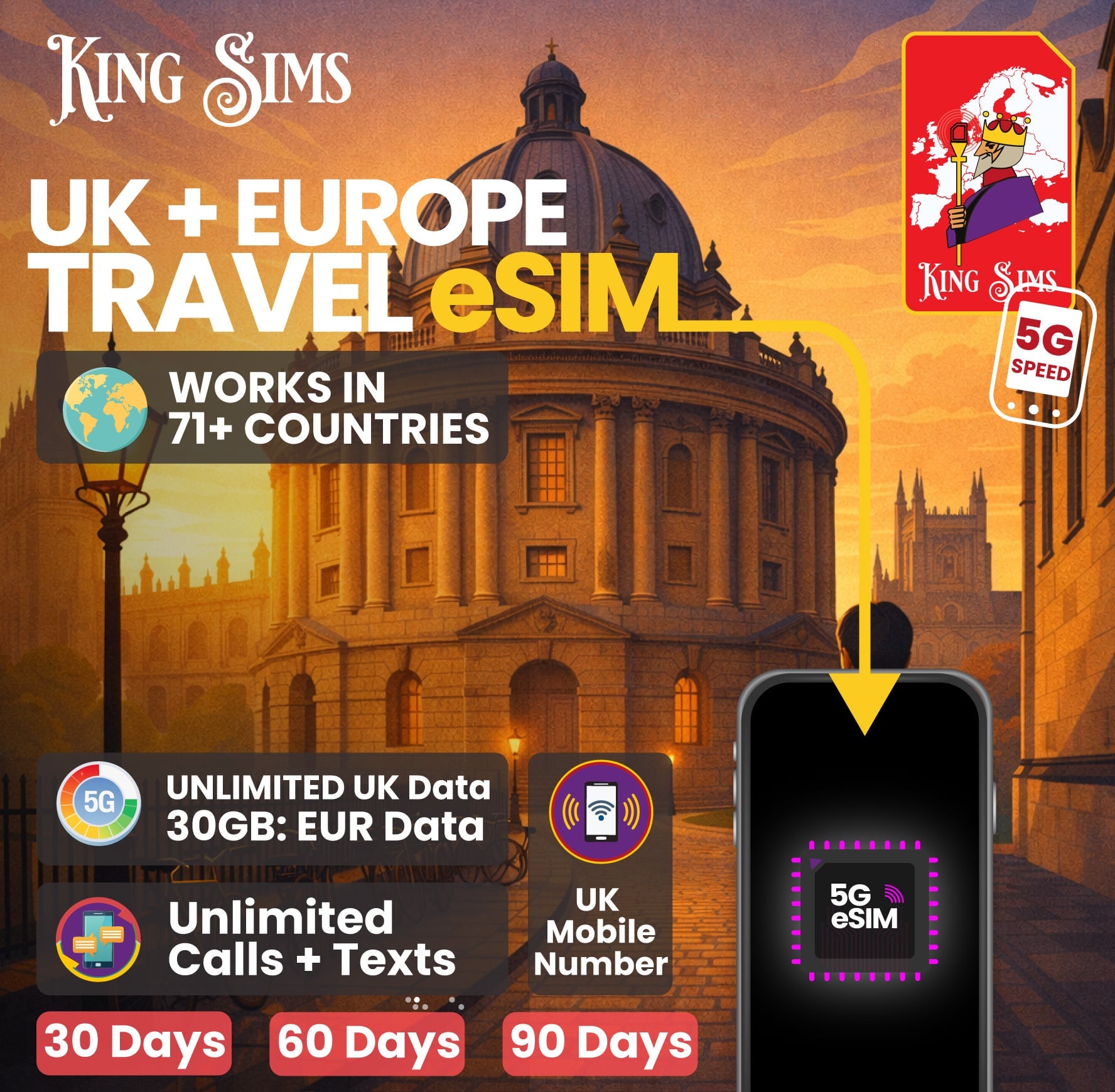 UK and Europe eSIM - 120GB Up To Unlimited Data | Three UK
