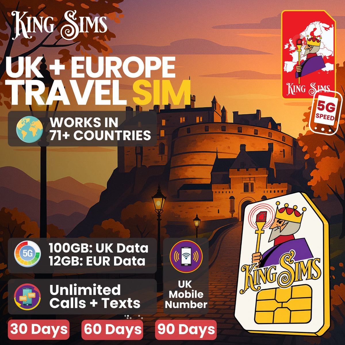 UK and Europe Travel SIM | 120GB Data Up To Unlimited Data - Three UK