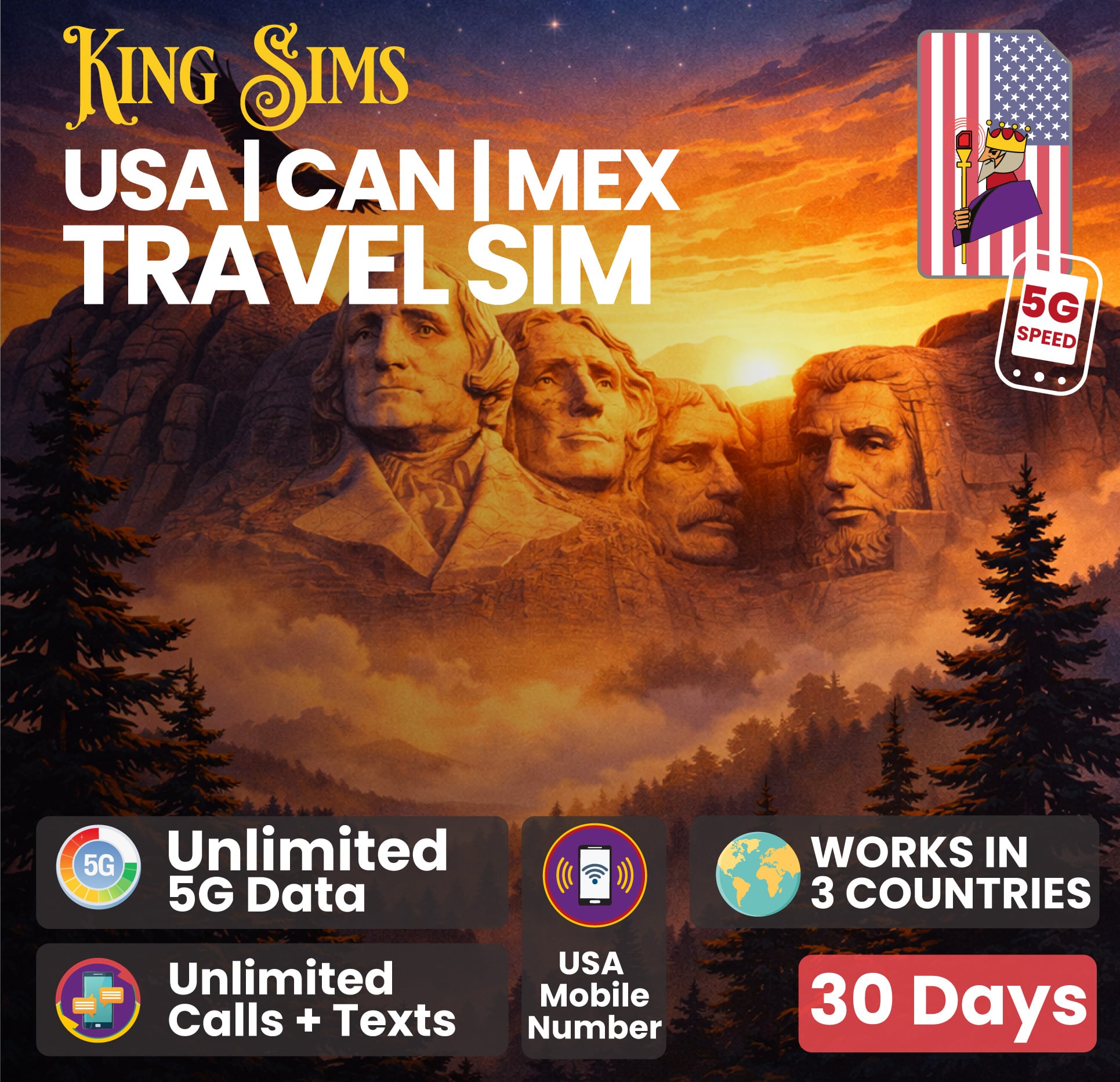 USA Travel SIM Card - Unlimited 5G Data, Calls + Texts | T-Mobile