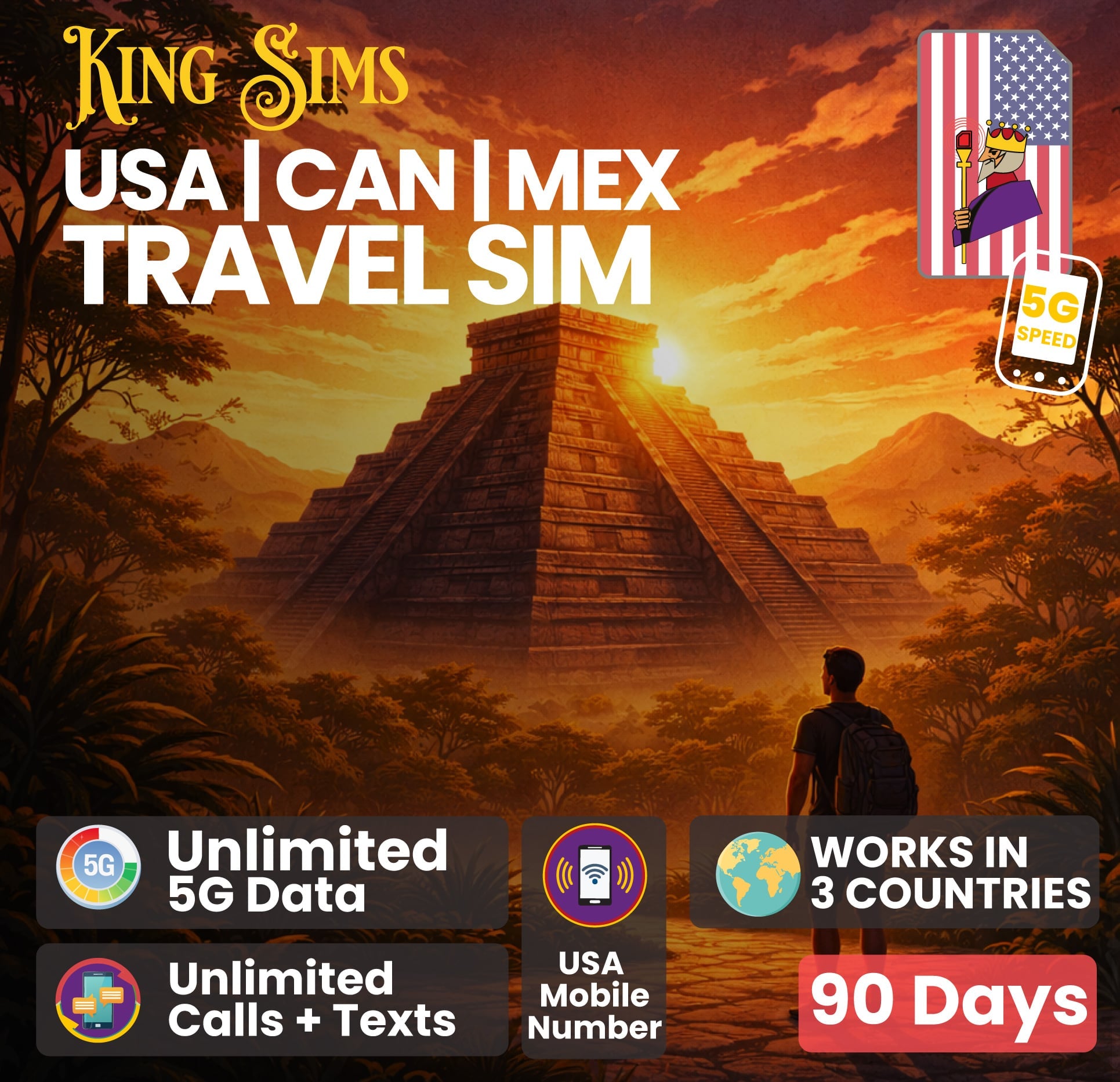 USA Travel SIM Card - Unlimited 5G Data, Calls + Texts | T-Mobile