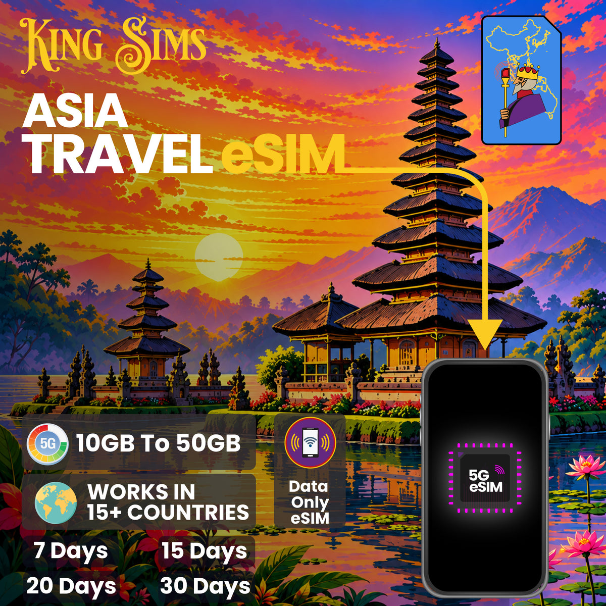 Asia eSIM | 15GB to 20GB Data
