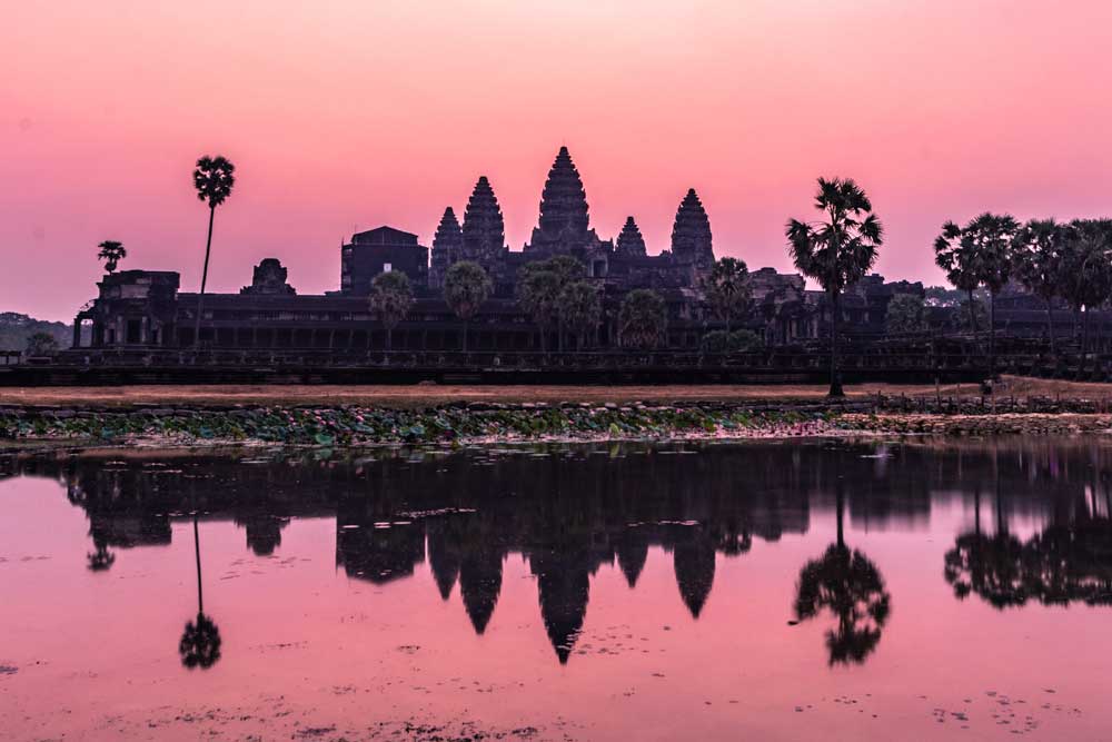 Angkor Wat sunrise representing cross-border Southeast Asia travel.