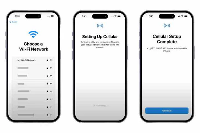 Smartphone displaying eSIM setup for Global eSIM activation.