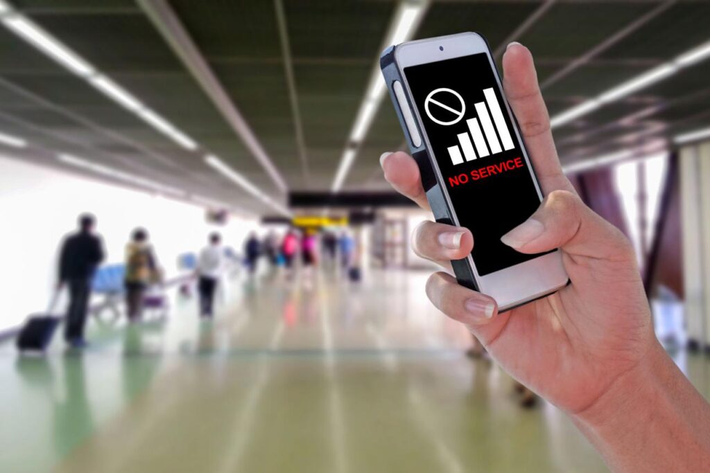 Frustrated traveler with no signal after landing in China Hong Kong travel esim situation